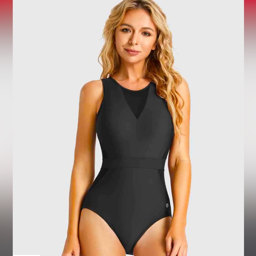 NWT Black Baleaf Flyleaf UPF 50+ Backless One Piece Swimsuit